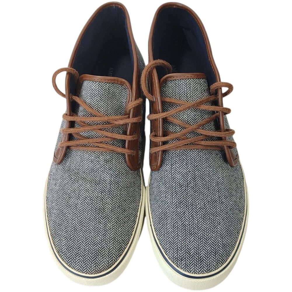 Men’s Size 12 Gray Brown American Eagle Herringbone Chukka Sneakers Casual - Picture 3 of 12